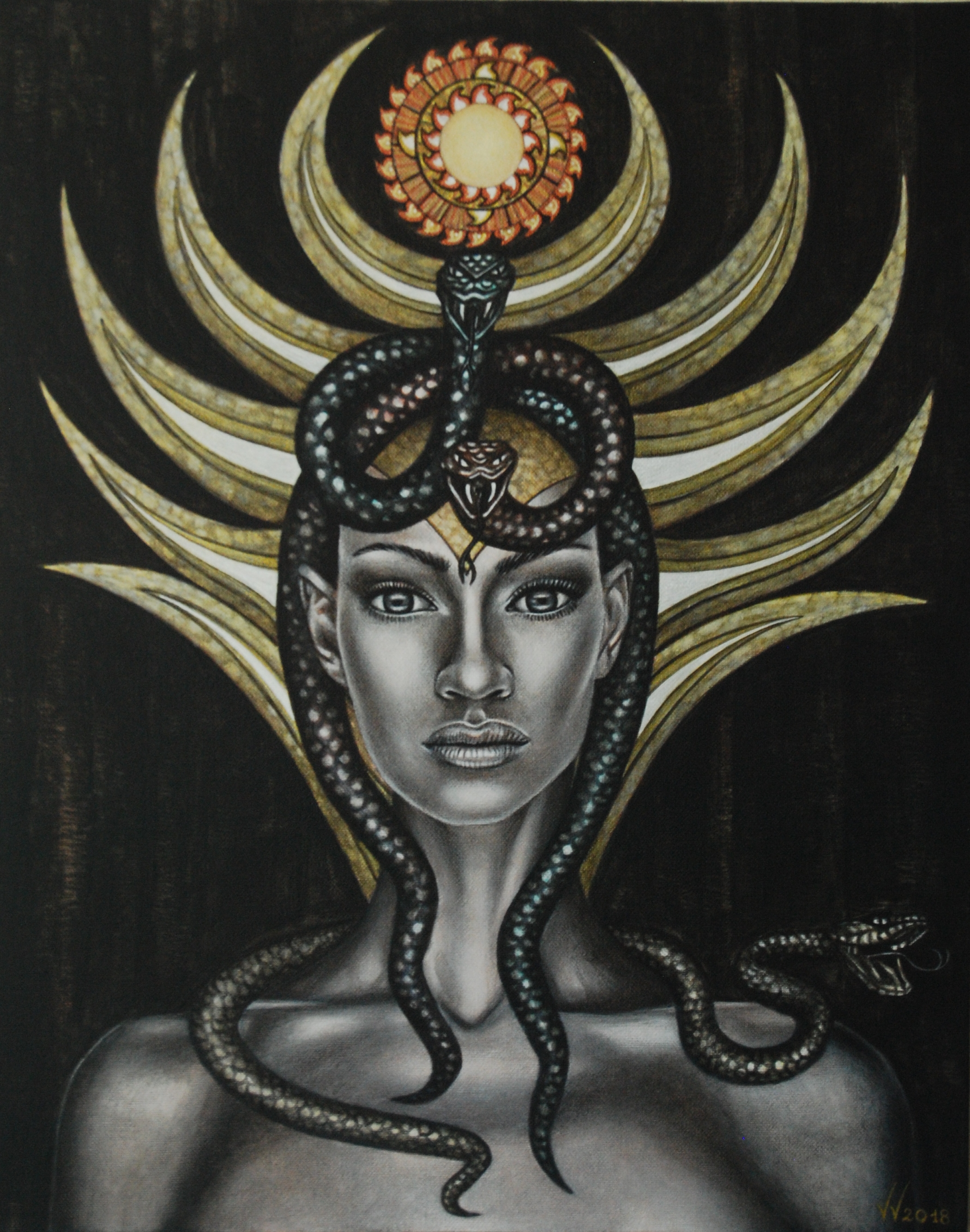 Queen with snakes