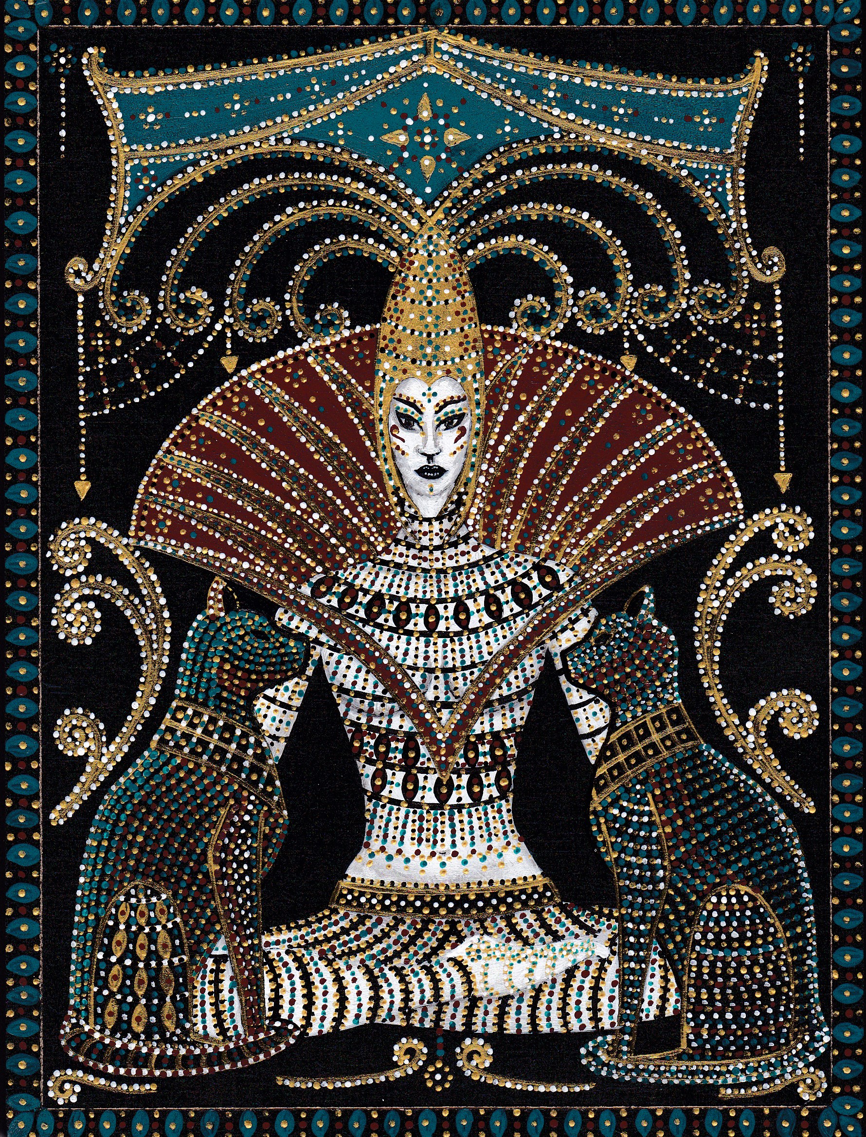 Seated Queen with cats 2