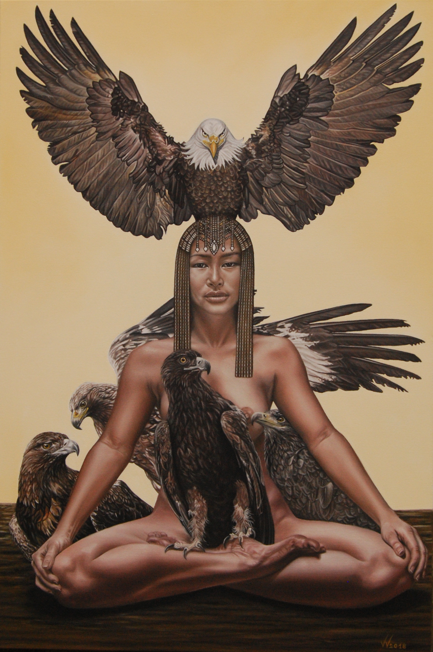 Seated Queen with eagles