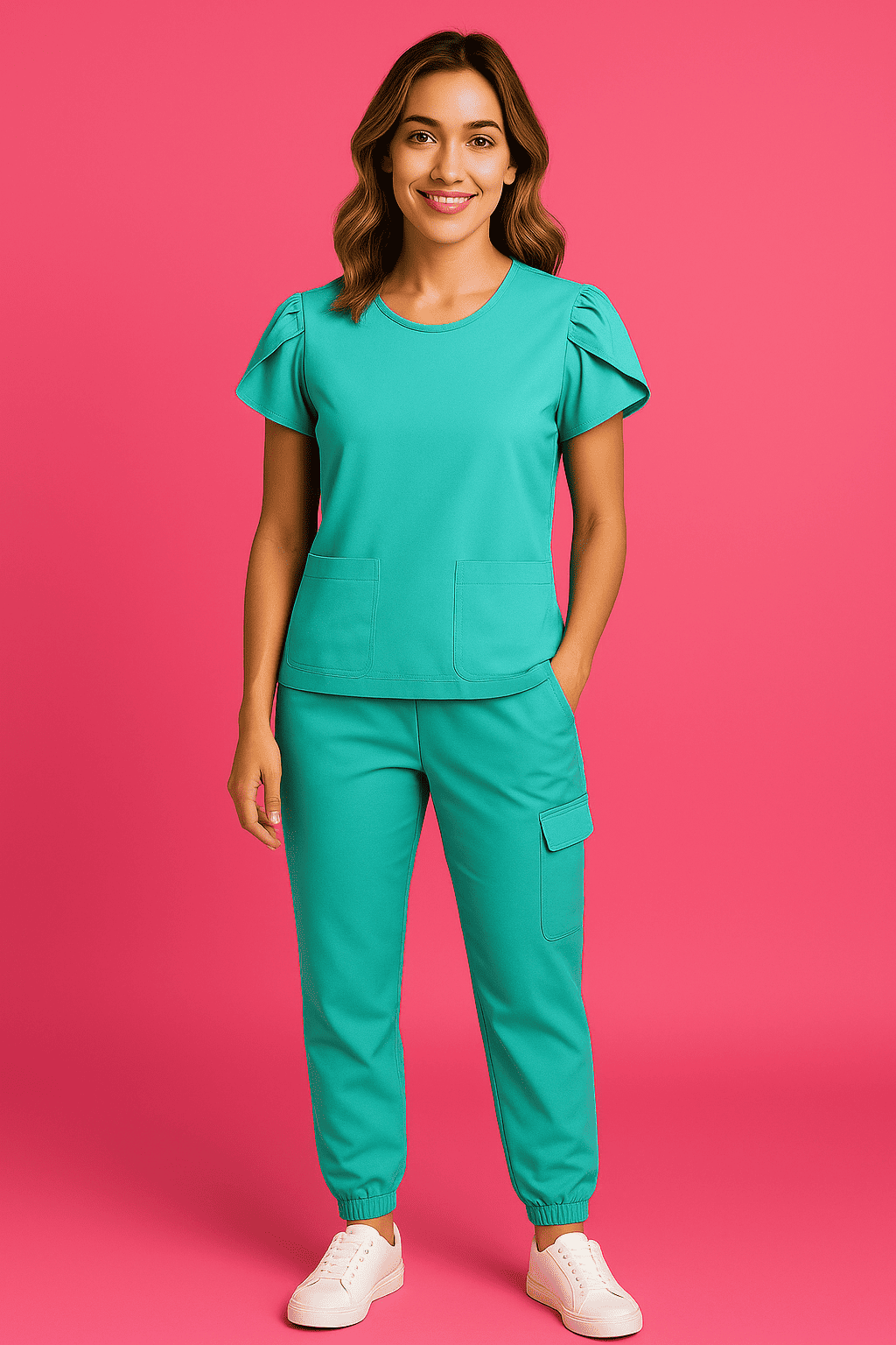 Conjunto Scrub com Manga Tulipa