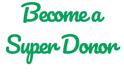 Green image that says Become a Super Donnor. 