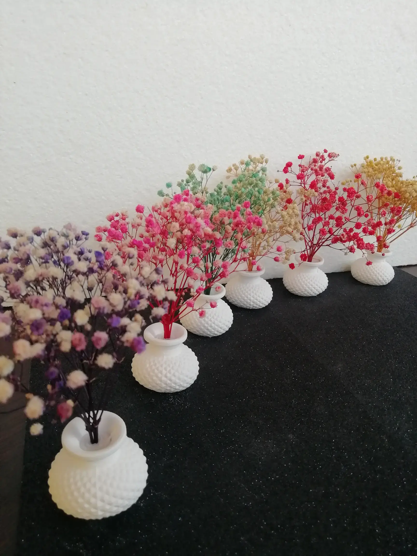 6Lı Set Mini Beton Vazolu Kuru Çiçek Cipso (K)odu:TTH0007