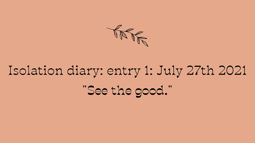 Isolation Diary- July 27th 2021