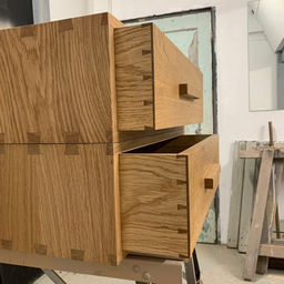 Oak bedside cabinets