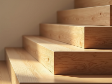 Escalier en bois de frêne, mettant en valeur le grain et la couleur