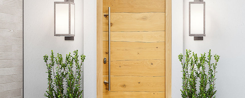 Porte d'entrée en bois clair