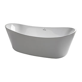 Baignoire, en îlot, sans robinetterie, ovale 170×80, une-pièce, avec vidage central, acrylique sanitaire.