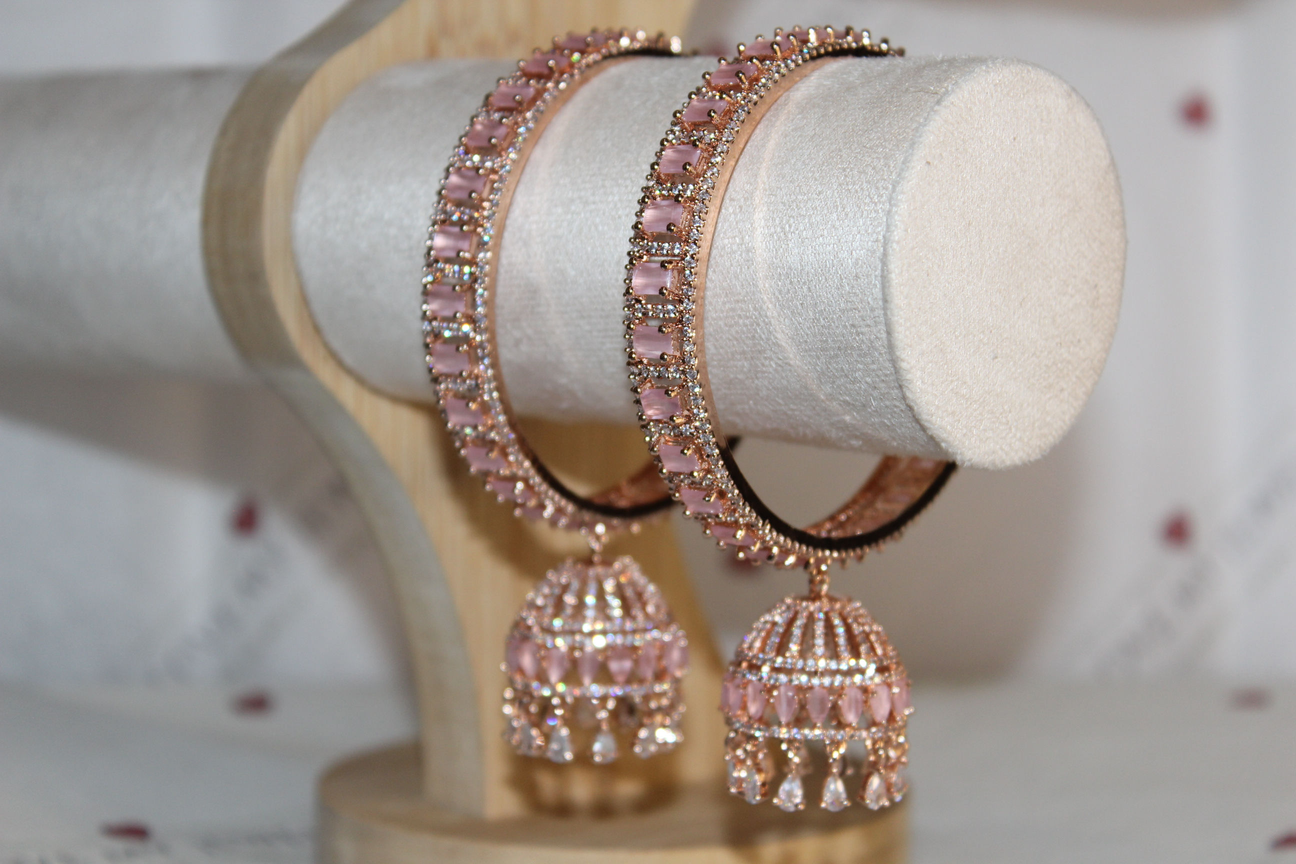 American Diamond rose gold jumka bangles