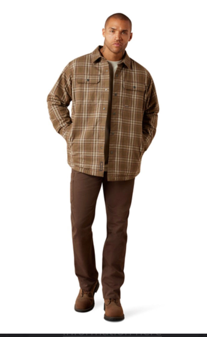 Thumbnail: Men’s Ariat Rebar Flannel Insulated Shirt Jacket - Canteen