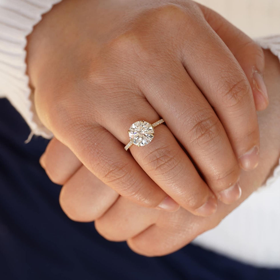 Thumbnail: 4ct Round cut moissanite with half eternity band