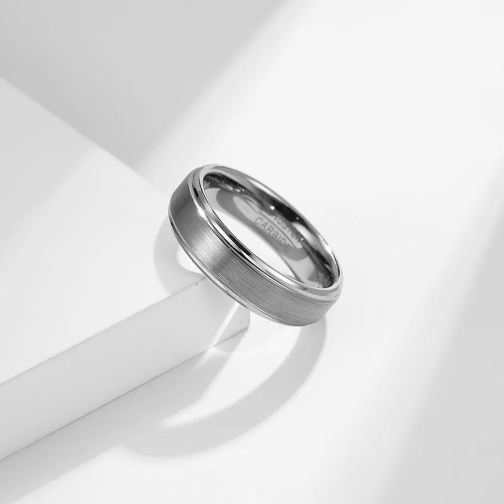 Thumbnail: Silver Matt and Polished Tungsten Ring