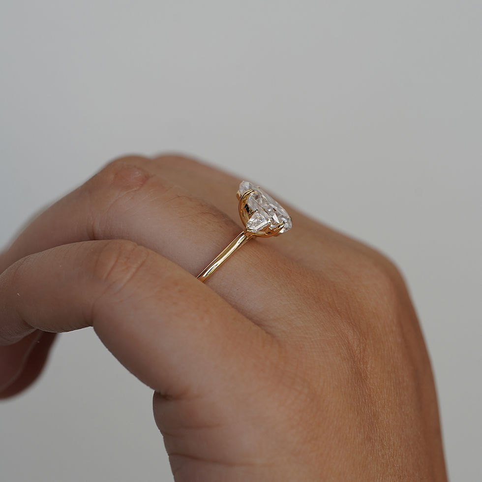 Thumbnail: 3ct Pear cut moissanite with side stones