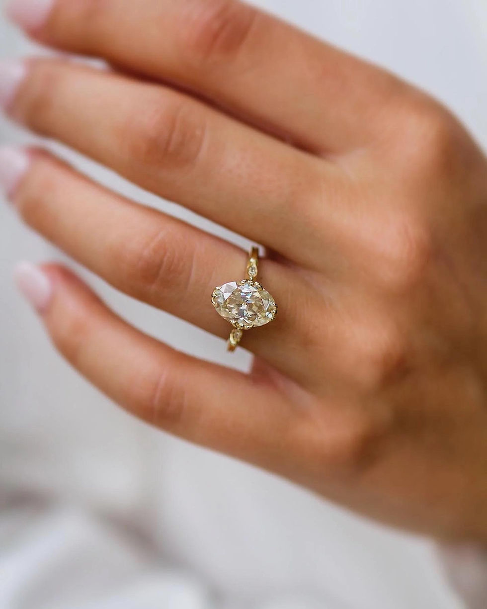 Thumbnail: 3ct Oval cut moissanite ring