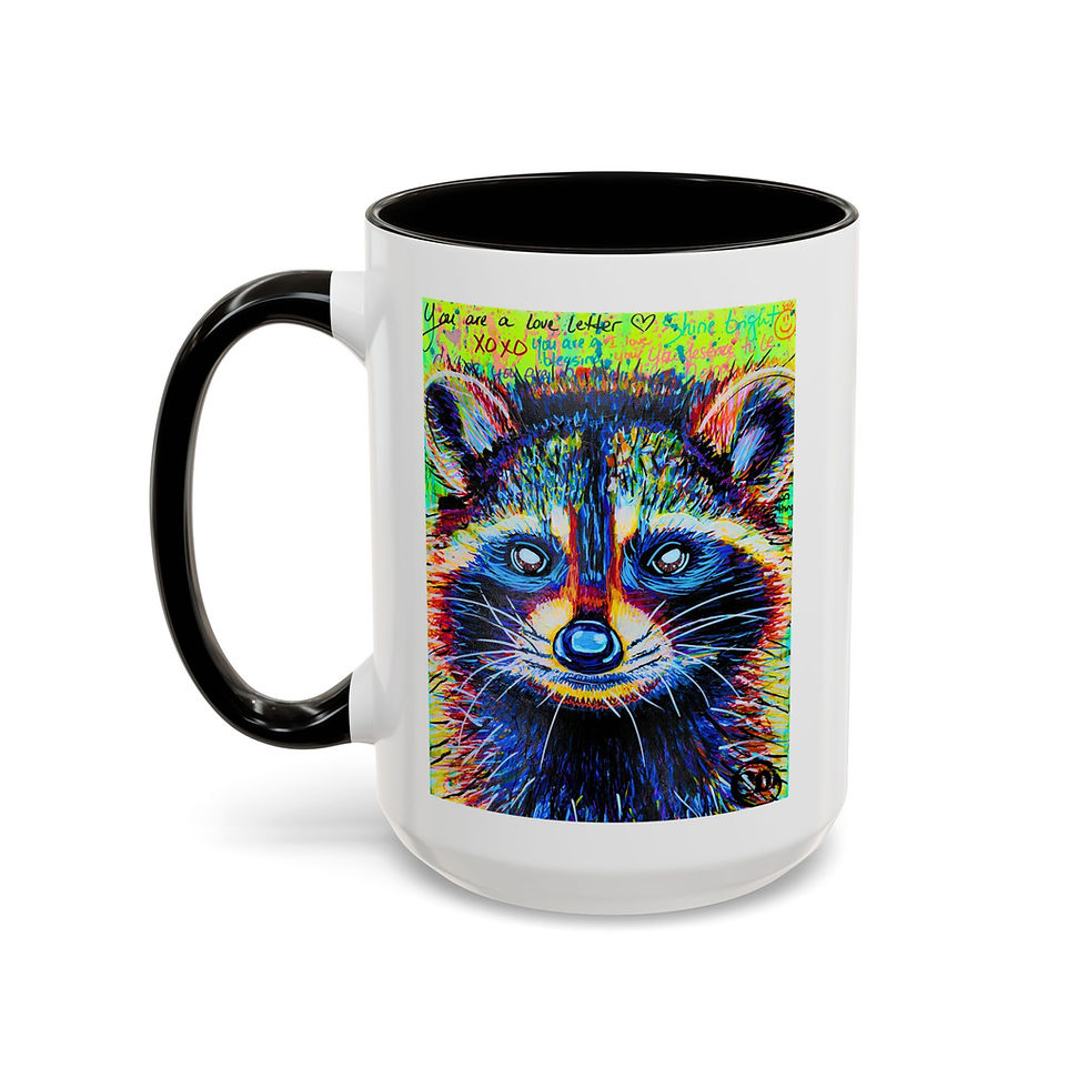 Thumbnail: Dexter - Colorful Raccoon Coffee Mug — 'The Oddest Owl' Vibrant Art Ceramic Mug