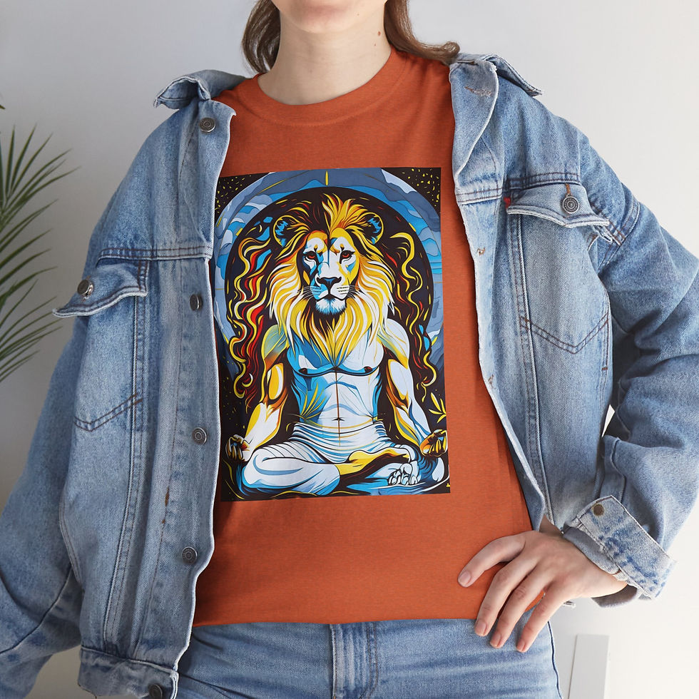 Thumbnail: Lion Meditation T-Shirt — Spiritual Yoga Lion Graphic Tee (The Oddest Owl)