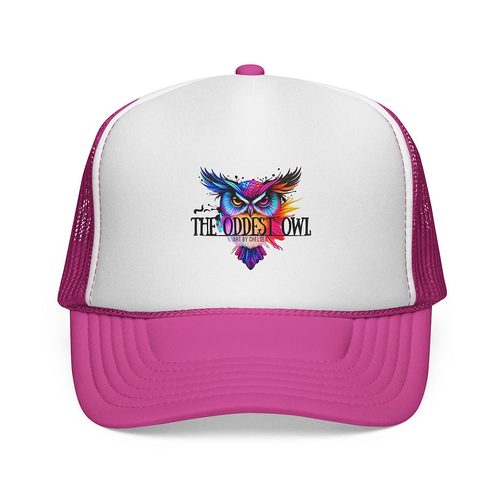 Thumbnail: Trucker Cap — Colorful Watercolor Owl "The Oldest Owl" Design