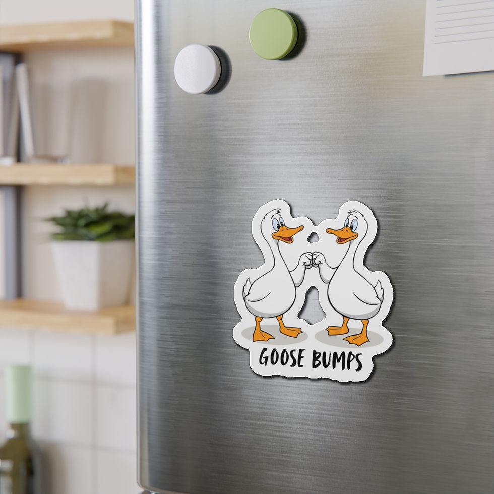 Thumbnail: Goose Bumps Die-Cut Magnet — Funny Fist Bumping Geese Refrigerator Sticker