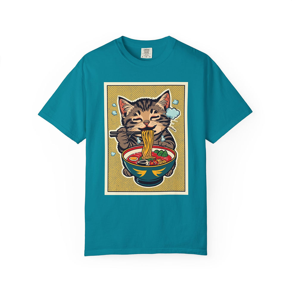 Thumbnail: Cat Ramen T-Shirt — Cute Kitten Slurping Noodles Graphic Tee - The Oddest Owl