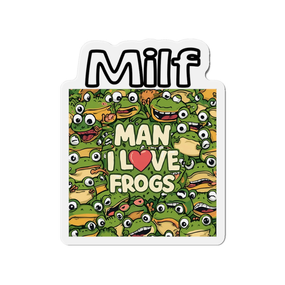 Thumbnail: Die-Cut Magnet — “Milf - Man I Love Frogs” Funny Cartoon Frog Pattern