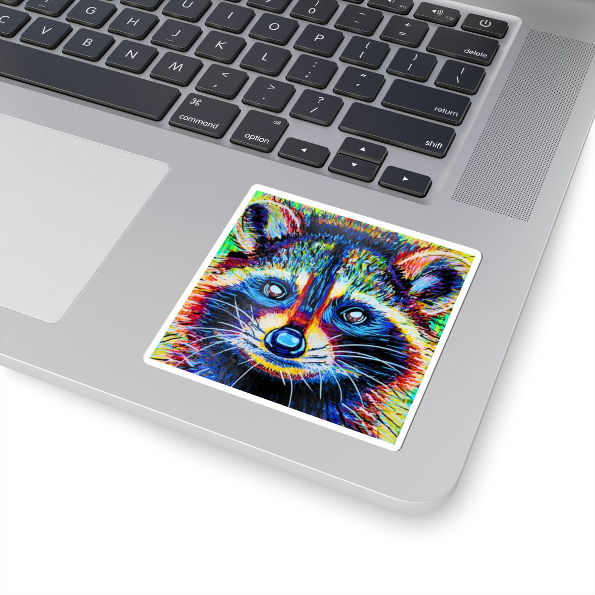 Colorful Raccoon Sticker — Vibrant Wildlife Decal for Laptops & Water Bottles
