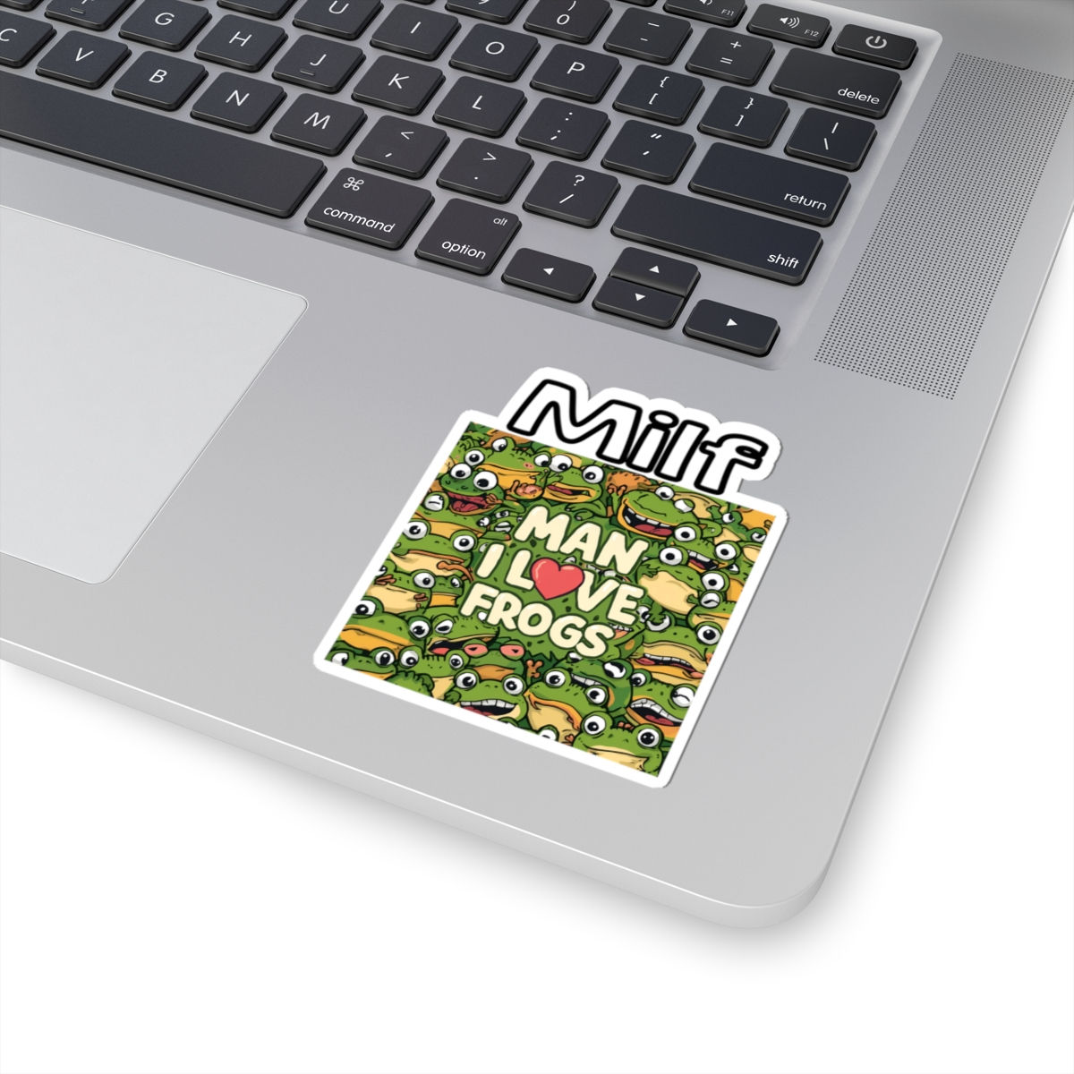 "Milf - Man I  Frogs" Cute Frog Pattern Kiss-Cut Sticker - Funny Frog Sticker
