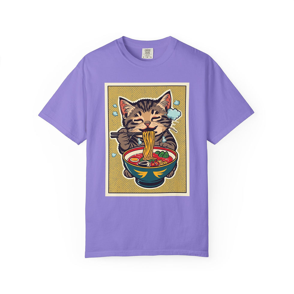 Thumbnail: Cat Ramen T-Shirt — Cute Kitten Slurping Noodles Graphic Tee - The Oddest Owl