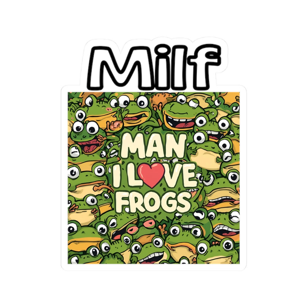 Thumbnail: "Milf - Man I  Frogs" Cute Frog Pattern Kiss-Cut Sticker - Funny Frog Sticker