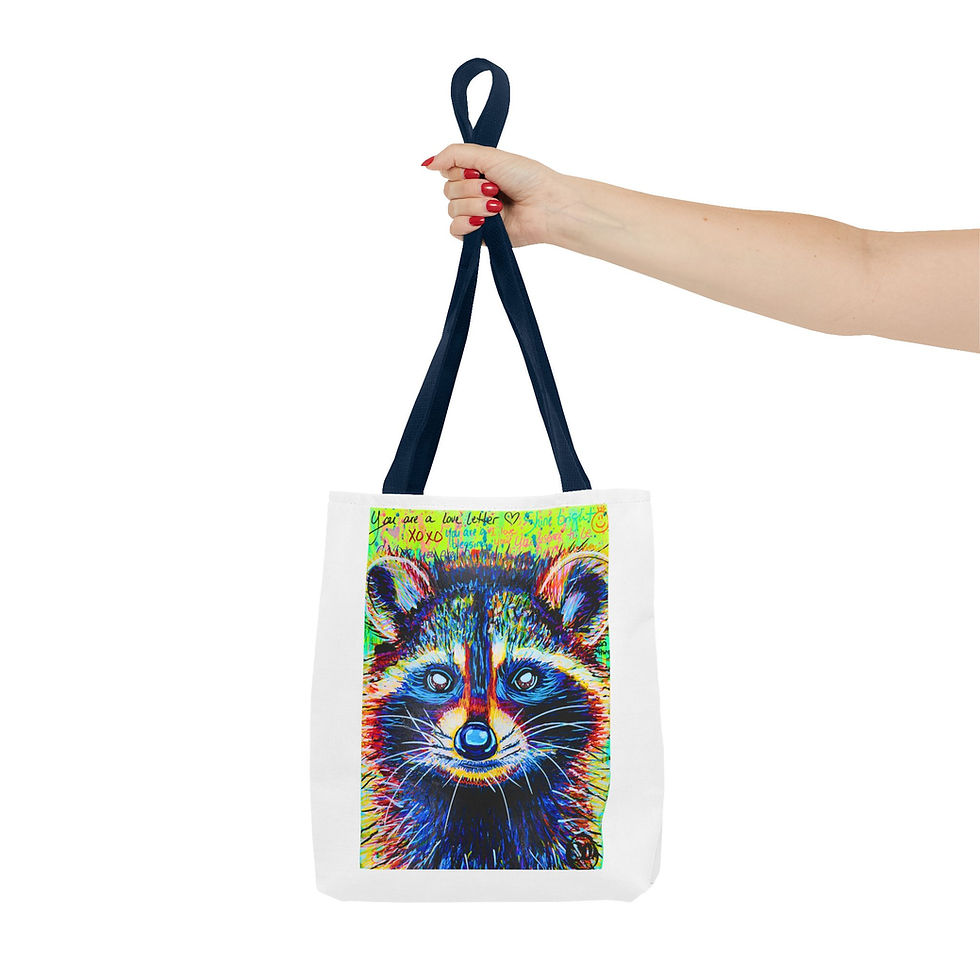 Thumbnail: Colorful Owl Tote Bag — The Oddest Owl Art Print - Colorful Raccoon Tote Bag