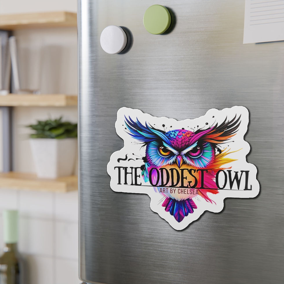 Thumbnail: Colorful Owl Die-Cut Magnet — "The Oddest Owl" Art by Chelsea