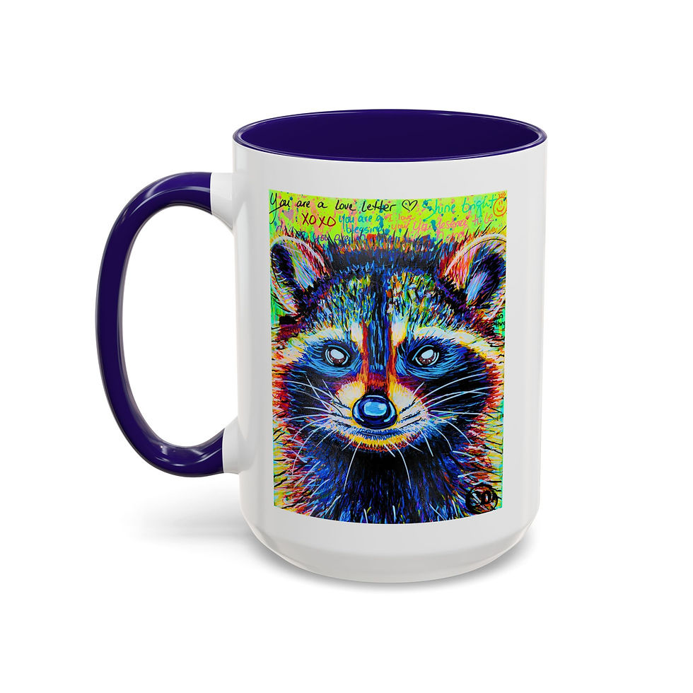 Thumbnail: Dexter - Colorful Raccoon Coffee Mug — 'The Oddest Owl' Vibrant Art Ceramic Mug