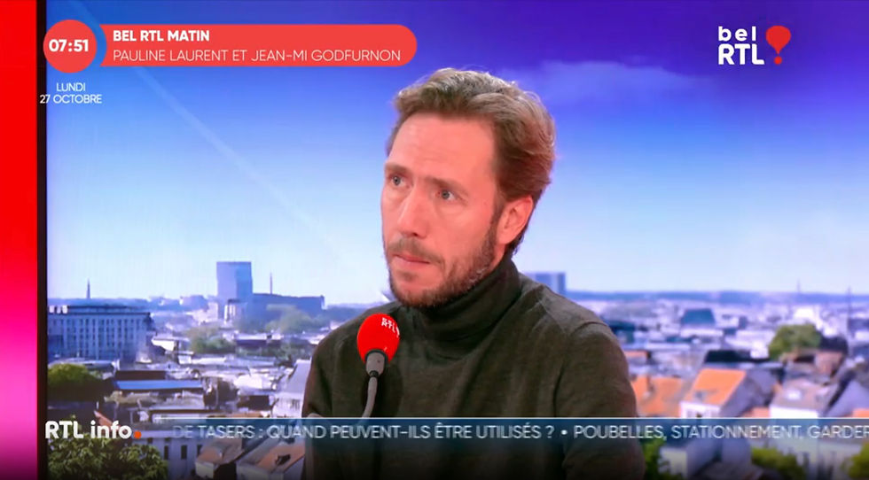 Screenshot van het interview van Frédéric De Gucht te gast bij BEL RTL