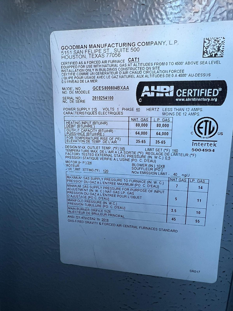 Thumbnail: 80k BTU 80% AFUE Multi-Speed Goodman Gas Furnace