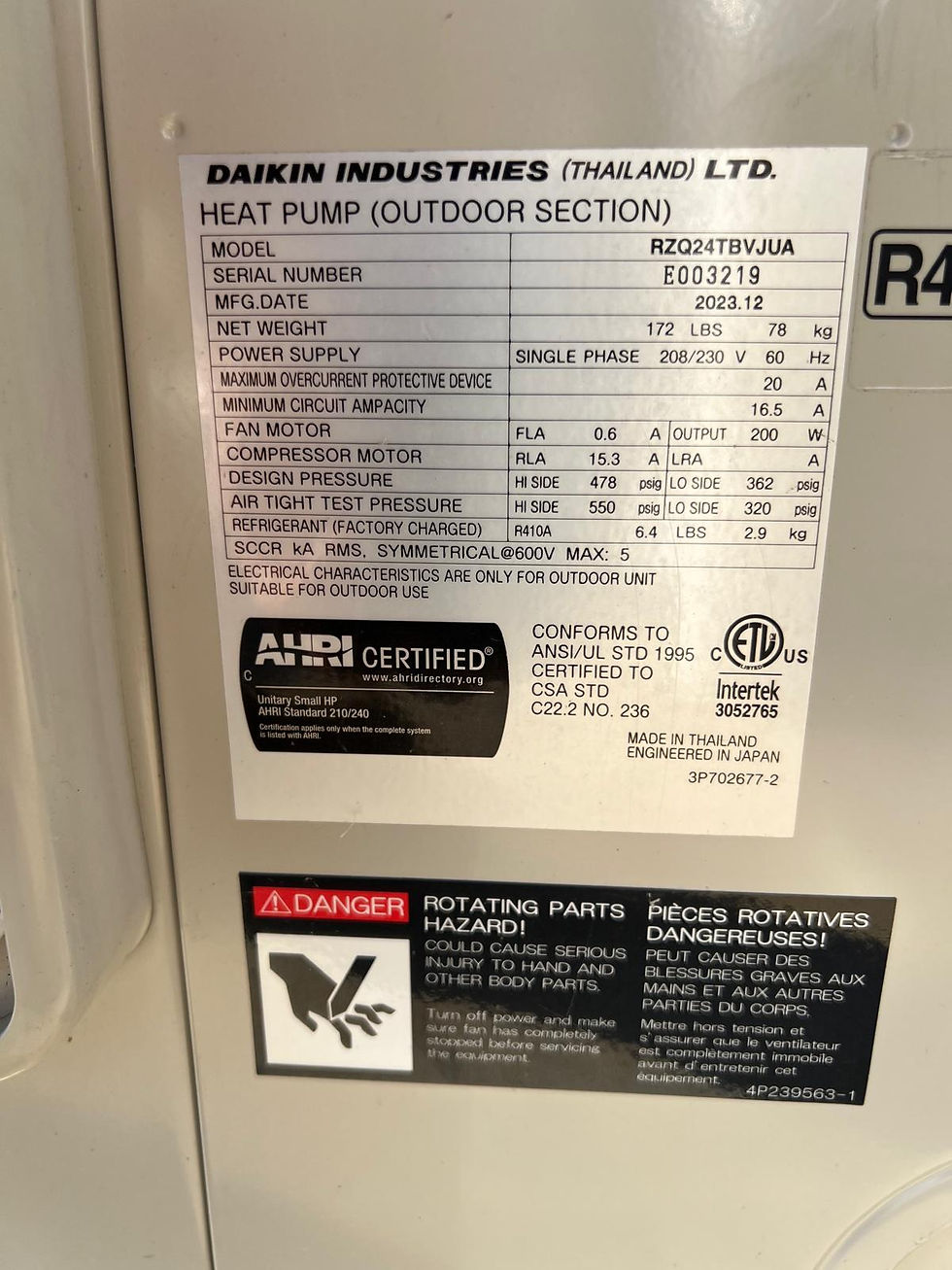 Thumbnail: DAIKIN SkyAir RZQ24TBVJUA 2 ton Heat Pump Outdoor Unit