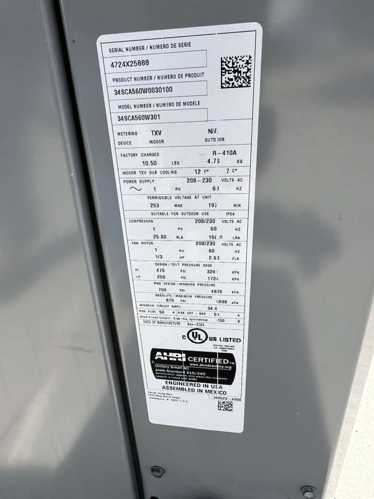 Thumbnail: Carrier 34SCA560W003 5 Ton Comfort Series Horizontal Discharge Air Conditioner