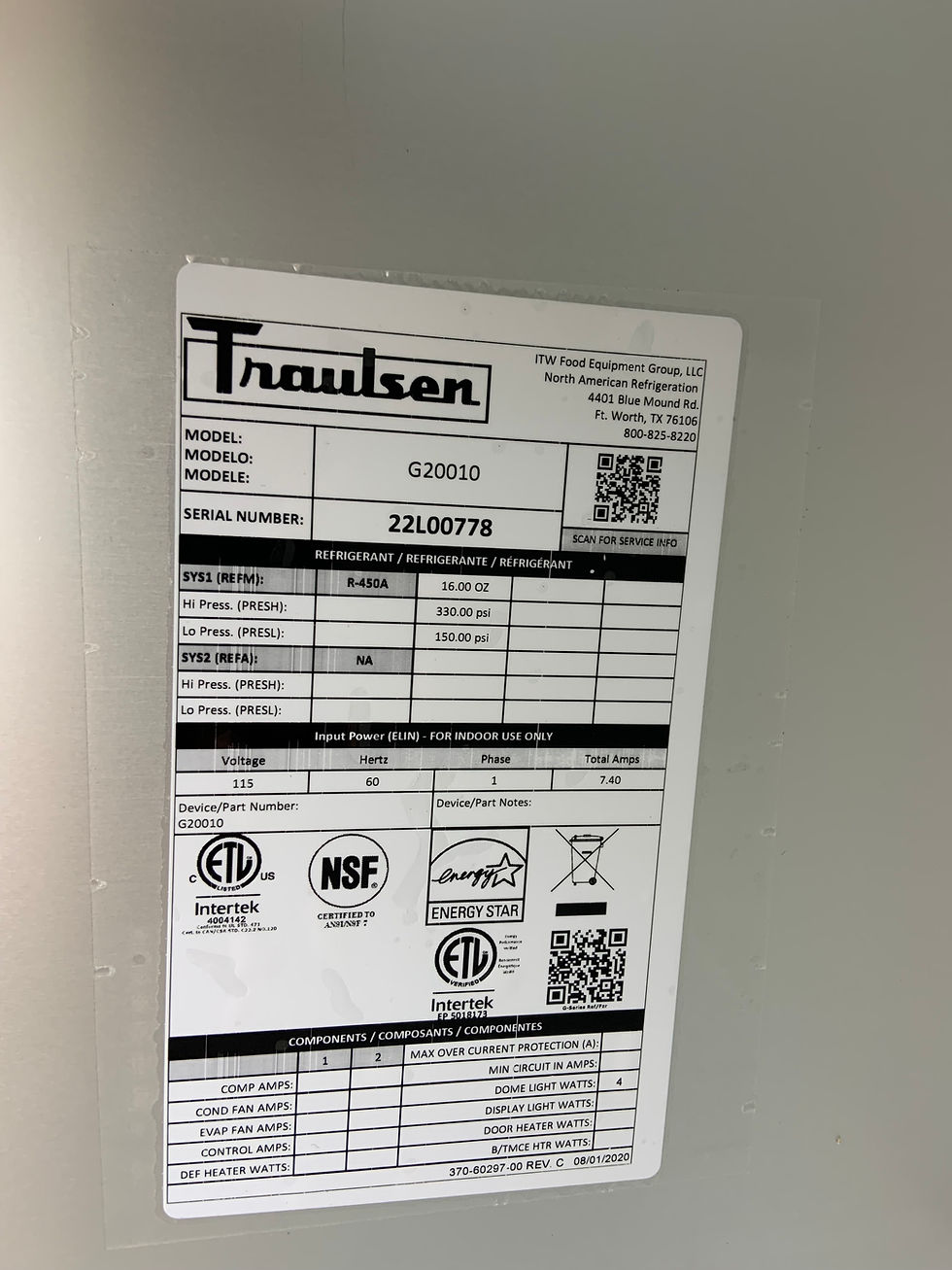 Thumbnail: Traulsen G20010 52" G Series Solid Door Reach-In Cooler