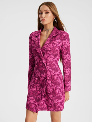printed purple blazer dress