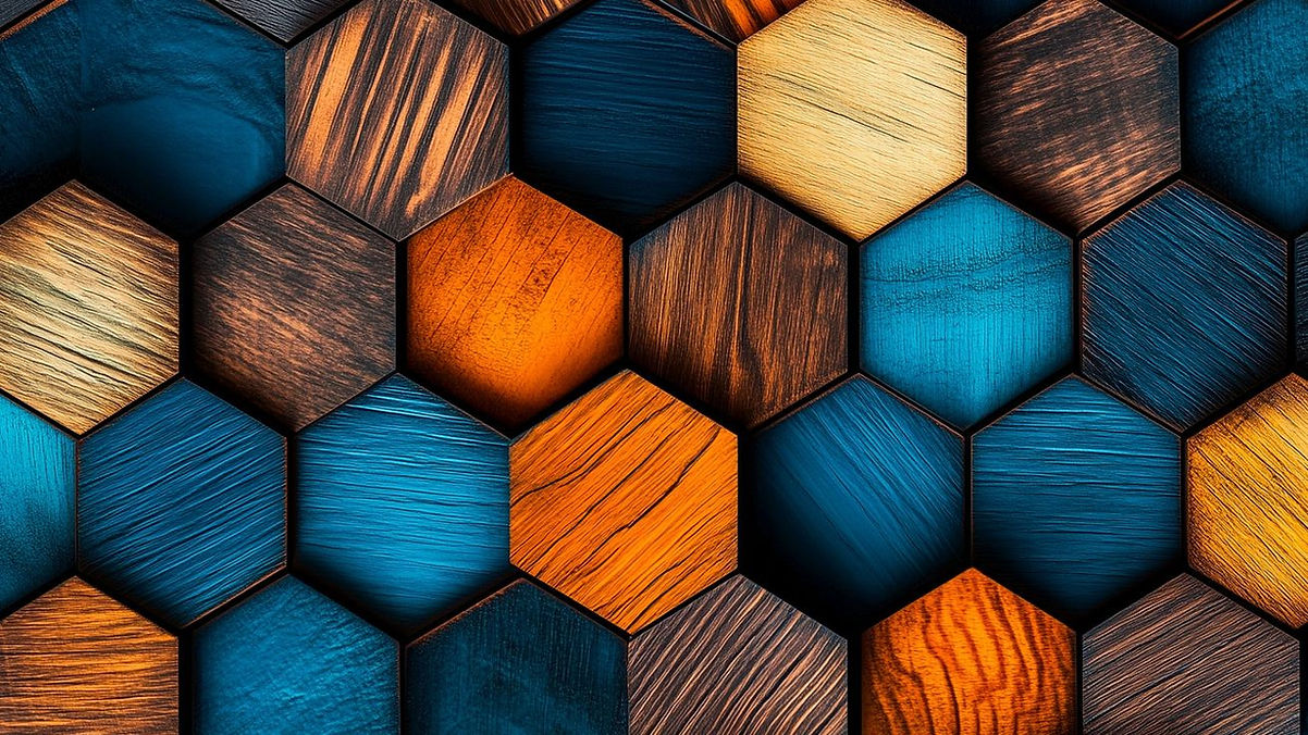 Wooden hexagon texture backdrop symbolizing CircZle circular jigsaw puzzle complexity by Circular Puzzles.