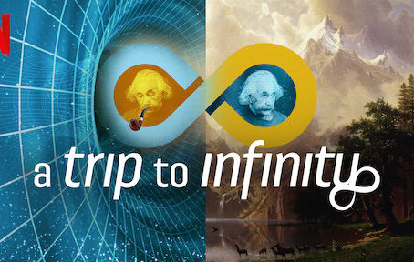 A Trip to Infinity poster blends Einstein and cosmic visuals, echoing Netflixation’s pick on endless ideas and possibilities.
