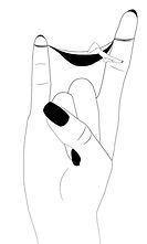 Minimalist hand with black nails lifting thong, symbolizing unapologetic sexual pleasure