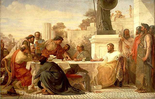 Julian the Apostate presiding at a conference of sectarians, by Edward Armitage, 1875