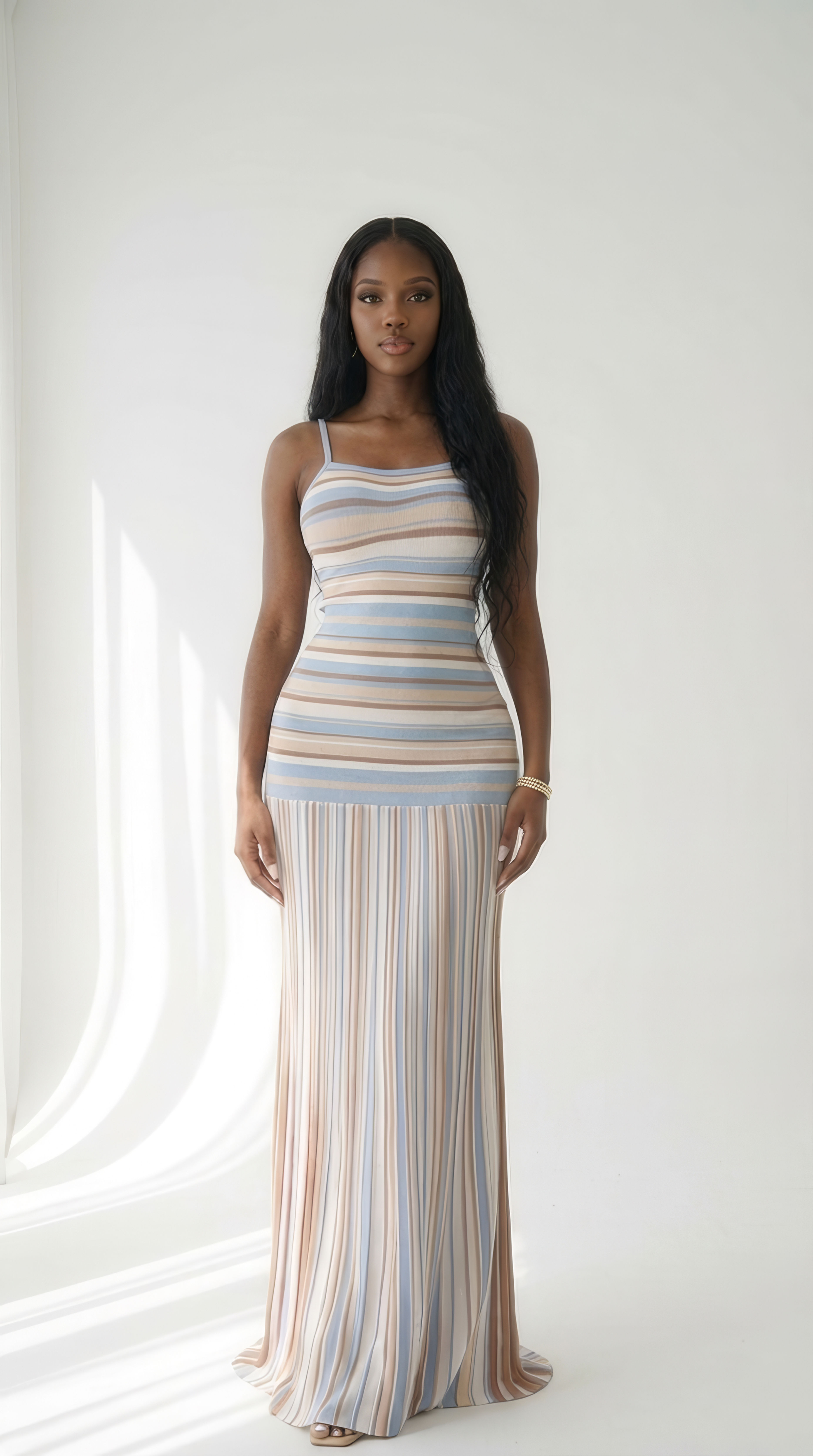 Modern Muse Pleated Maxi-Blue