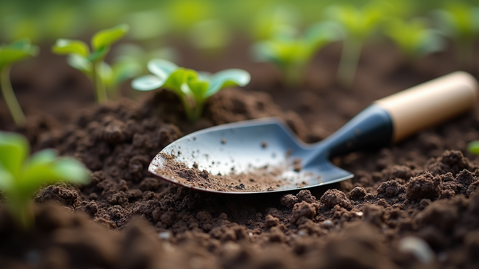 herramientas de jardinería sobre tierra