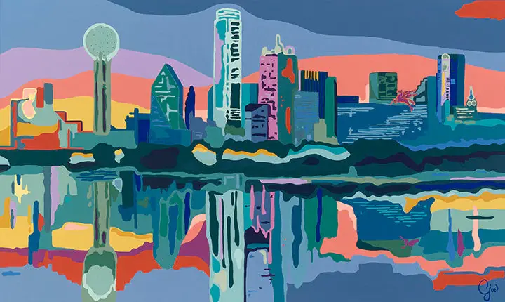 Carolyn Joe creates bright, colorful, original artwork that celebrate color in all its playful hues, and her hope is that her paintings will evoke a sense of joy.