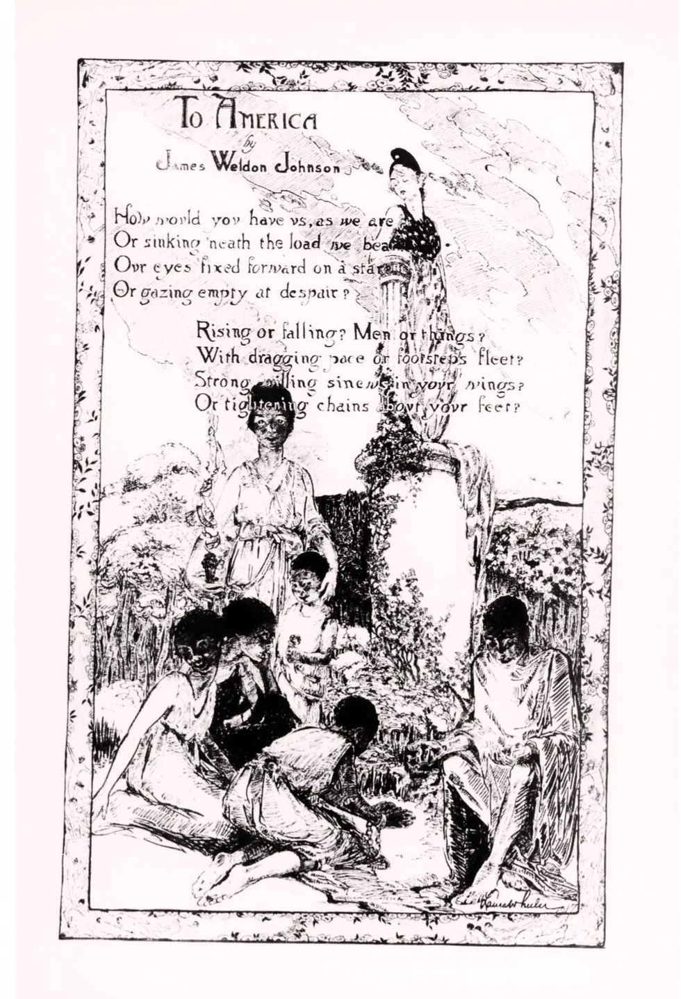 drawing illustrating poem by James Weldon Johnson