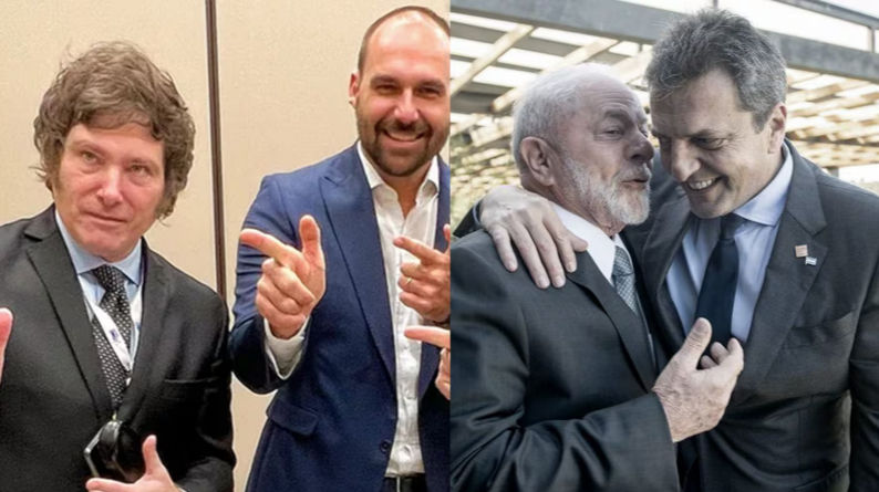 Massa apoyó a Lula y Milei a Bolsonaro.
