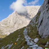 DALL·E 2022-10-13 16.35.50 - Photo of long path up to distant mountain peak .png