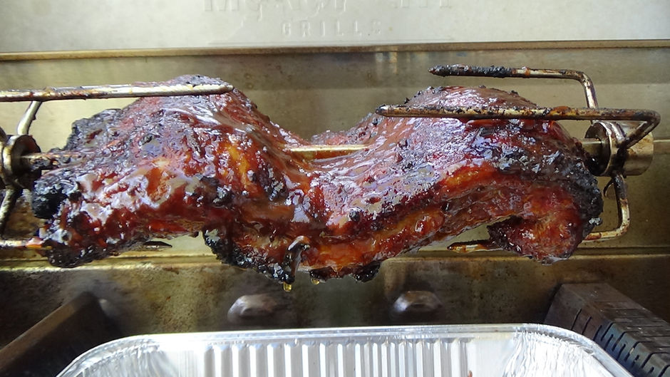 Smoked Rotisserie Ribs on the Gas Grill