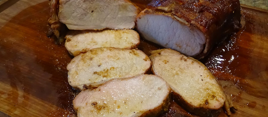 Bacon Wrapped Pork Loin with a Maple Bourbon Glaze