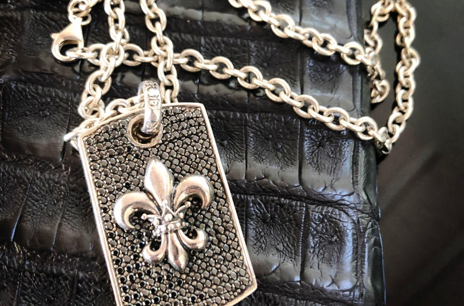 MEN'S STERLING FLEUR DE LIS DOG TAG