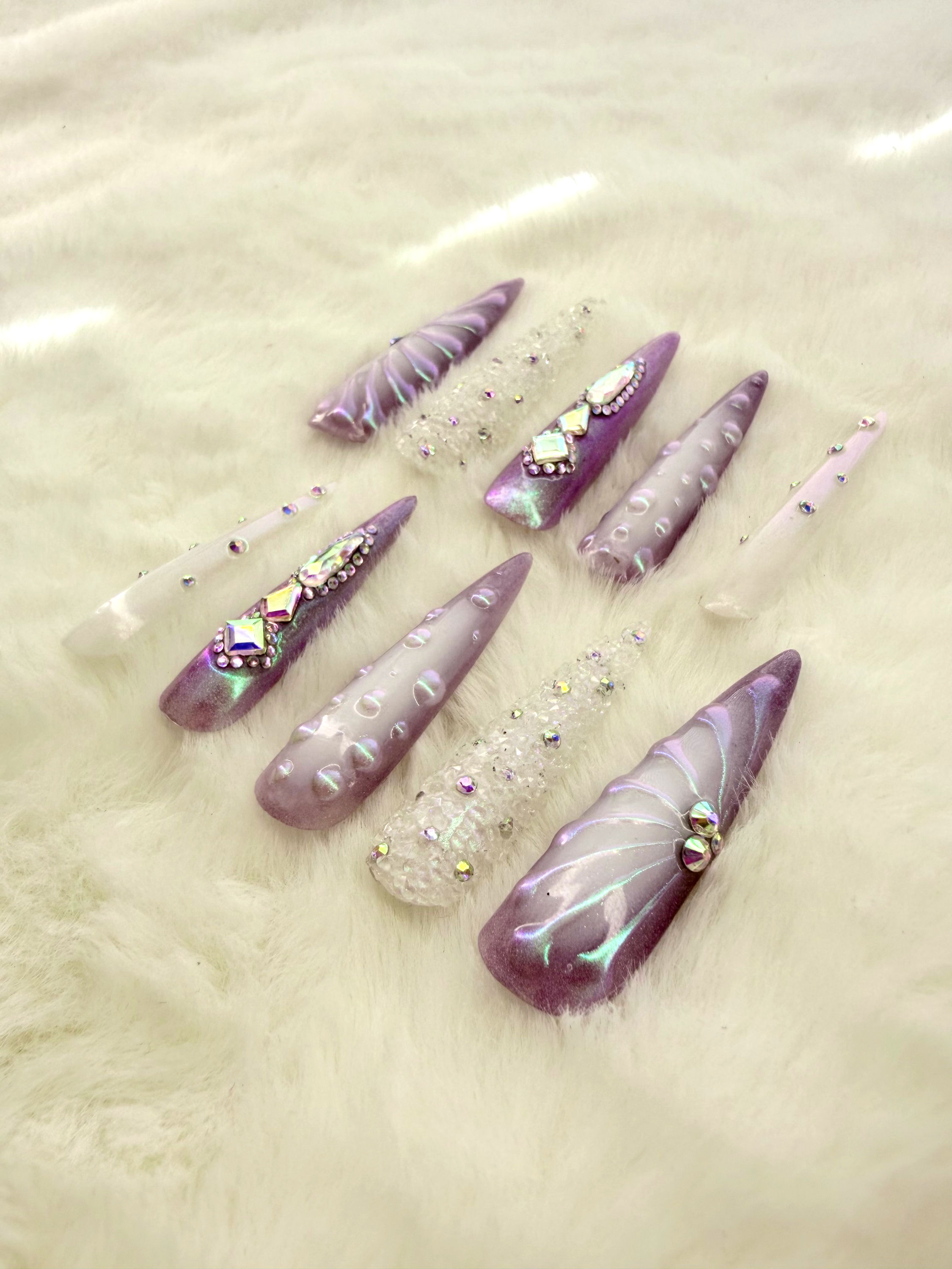 Lilac Stardust Press On Nails